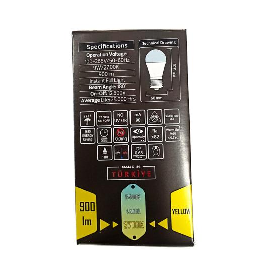 HOROZ PREMIER-9 9 WATT LED AMPUL 2700K SARI